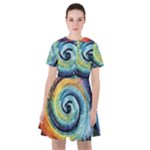 Cosmic Rainbow Quilt Artistic Swirl Spiral Forest Silhouette Fantasy Sailor Dress