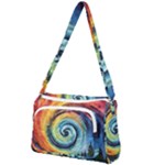 Cosmic Rainbow Quilt Artistic Swirl Spiral Forest Silhouette Fantasy Front Pocket Crossbody Bag