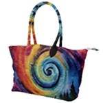 Cosmic Rainbow Quilt Artistic Swirl Spiral Forest Silhouette Fantasy Canvas Shoulder Bag