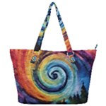 Cosmic Rainbow Quilt Artistic Swirl Spiral Forest Silhouette Fantasy Full Print Shoulder Bag