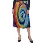 Cosmic Rainbow Quilt Artistic Swirl Spiral Forest Silhouette Fantasy Classic Velour Midi Skirt 