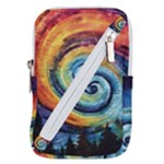 Cosmic Rainbow Quilt Artistic Swirl Spiral Forest Silhouette Fantasy Belt Pouch Bag (Small)