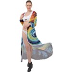 Cosmic Rainbow Quilt Artistic Swirl Spiral Forest Silhouette Fantasy Maxi Chiffon Beach Wrap