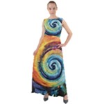 Cosmic Rainbow Quilt Artistic Swirl Spiral Forest Silhouette Fantasy Chiffon Mesh Boho Maxi Dress