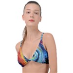 Cosmic Rainbow Quilt Artistic Swirl Spiral Forest Silhouette Fantasy Knot Up Bikini Top