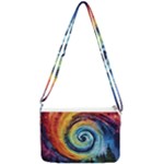 Cosmic Rainbow Quilt Artistic Swirl Spiral Forest Silhouette Fantasy Double Gusset Crossbody Bag