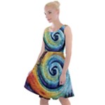 Cosmic Rainbow Quilt Artistic Swirl Spiral Forest Silhouette Fantasy Knee Length Skater Dress