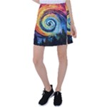 Cosmic Rainbow Quilt Artistic Swirl Spiral Forest Silhouette Fantasy Tennis Skirt
