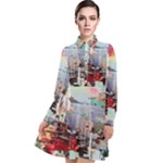 Digital Computer Technology Office Information Modern Media Web Connection Art Creatively Colorful C Long Sleeve Chiffon Shirt Dress