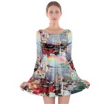 Digital Computer Technology Office Information Modern Media Web Connection Art Creatively Colorful C Long Sleeve Skater Dress