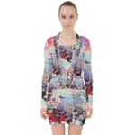 Digital Computer Technology Office Information Modern Media Web Connection Art Creatively Colorful C V-neck Bodycon Long Sleeve Dress
