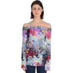 Digital Computer Technology Office Information Modern Media Web Connection Art Creatively Colorful C Off Shoulder Long Sleeve Top