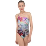 Digital Computer Technology Office Information Modern Media Web Connection Art Creatively Colorful C Classic One Shoulder Swimsuit