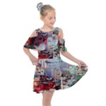 Digital Computer Technology Office Information Modern Media Web Connection Art Creatively Colorful C Kids  Shoulder Cutout Chiffon Dress