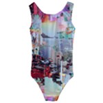 Digital Computer Technology Office Information Modern Media Web Connection Art Creatively Colorful C Kids  Cut-Out Back One Piece Swimsuit