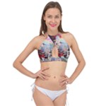 Digital Computer Technology Office Information Modern Media Web Connection Art Creatively Colorful C Cross Front Halter Bikini Top