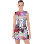 Digital Computer Technology Office Information Modern Media Web Connection Art Creatively Colorful C Lace Up Front Bodycon Dress