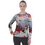 Digital Computer Technology Office Information Modern Media Web Connection Art Creatively Colorful C Women s Pique Long Sleeve T-Shirt