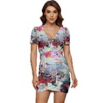 Digital Computer Technology Office Information Modern Media Web Connection Art Creatively Colorful C Low Cut Cap Sleeve Mini Dress