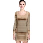 Wooden Wickerwork Texture Square Pattern Long Sleeve Bodycon Dress