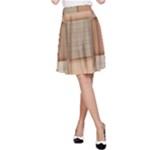 Wooden Wickerwork Texture Square Pattern A-Line Skirt