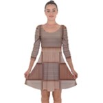 Wooden Wickerwork Texture Square Pattern Quarter Sleeve Skater Dress