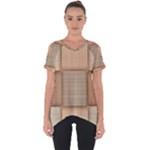 Wooden Wickerwork Texture Square Pattern Cut Out Side Drop T-Shirt