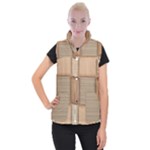 Wooden Wickerwork Texture Square Pattern Women s Button Up Vest