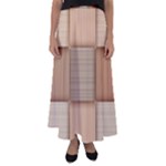Wooden Wickerwork Texture Square Pattern Flared Maxi Skirt