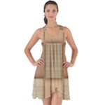 Wooden Wickerwork Texture Square Pattern Show Some Back Chiffon Dress