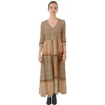 Wooden Wickerwork Texture Square Pattern Button Up Boho Maxi Dress