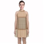 Wooden Wickerwork Texture Square Pattern Velvet Halter Neckline Dress 