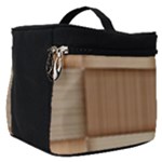 Wooden Wickerwork Texture Square Pattern Make Up Travel Bag (Small)