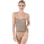 Wooden Wickerwork Texture Square Pattern High Leg Strappy Swimsuit