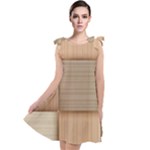 Wooden Wickerwork Texture Square Pattern Tie Up Tunic Dress