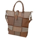 Wooden Wickerwork Texture Square Pattern Buckle Top Tote Bag