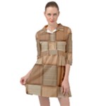 Wooden Wickerwork Texture Square Pattern Mini Skater Shirt Dress