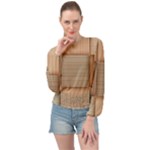 Wooden Wickerwork Texture Square Pattern Banded Bottom Chiffon Top