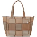 Wooden Wickerwork Texture Square Pattern Back Pocket Shoulder Bag 