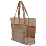 Wooden Wickerwork Texture Square Pattern Zip Up Canvas Bag
