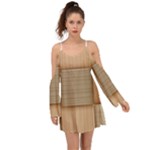 Wooden Wickerwork Texture Square Pattern Boho Dress