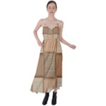Wooden Wickerwork Texture Square Pattern Tie Back Maxi Dress