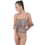 Wooden Wickerwork Texture Square Pattern Drape Piece Swimsuit