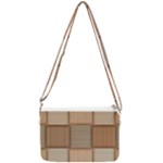 Wooden Wickerwork Texture Square Pattern Double Gusset Crossbody Bag