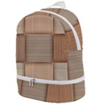 Wooden Wickerwork Texture Square Pattern Zip Bottom Backpack
