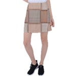 Wooden Wickerwork Texture Square Pattern Tennis Skirt