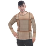Wooden Wickerwork Texture Square Pattern Men s Pique Long Sleeve T-Shirt