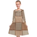Wooden Wickerwork Texture Square Pattern Kids  Midi Sailor Dress