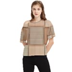 Wooden Wickerwork Texture Square Pattern One Shoulder Cut Out T-Shirt