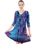 Digital Art Artwork Illustration Vector Buiding City Quarter Sleeve Front Wrap Dress